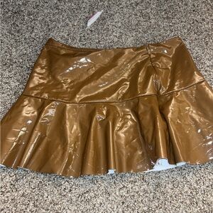 SHEIN Glossy Brown Flared Mini Skirt